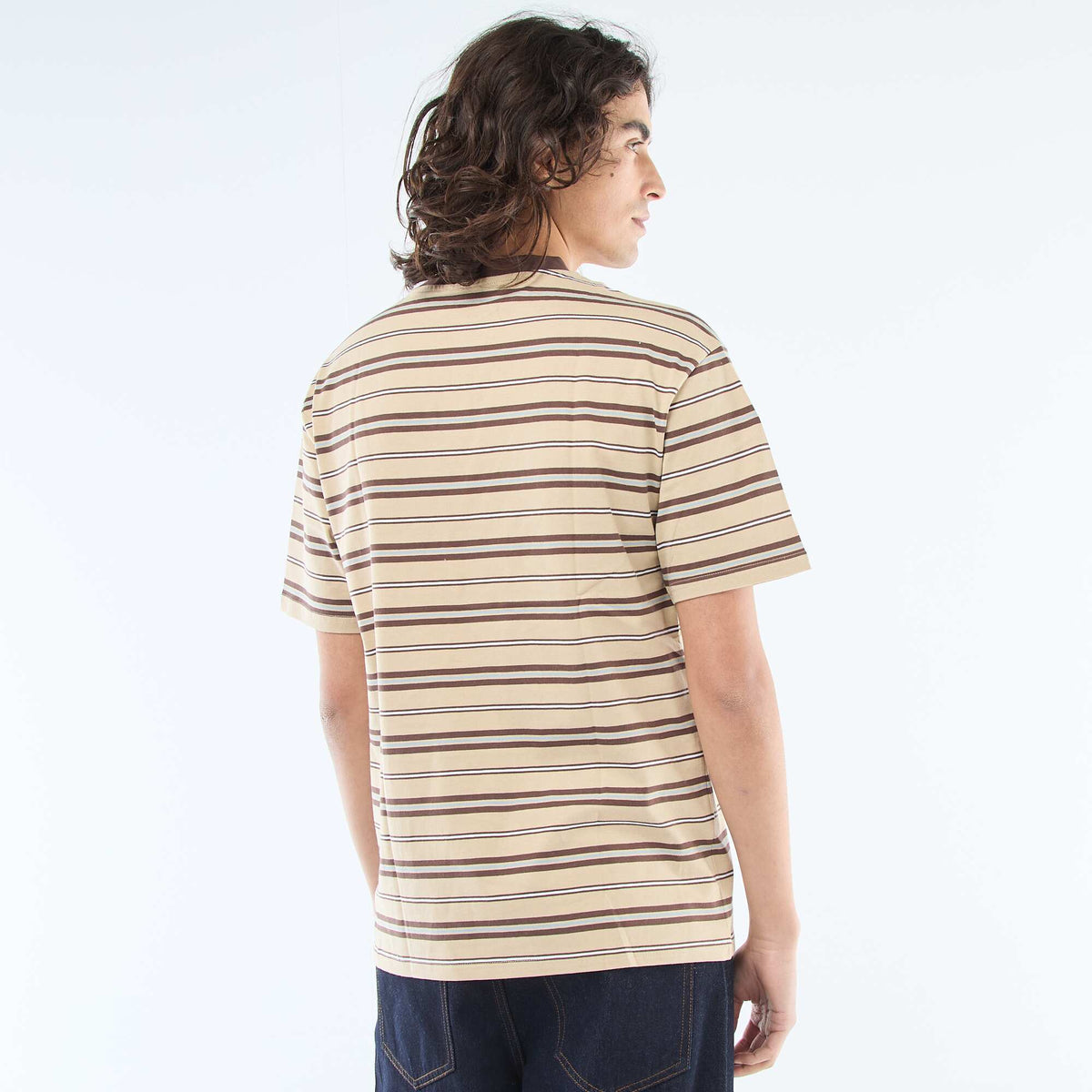 Camiseta básica de rayas BEIGE