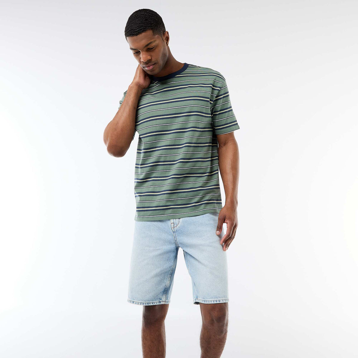 Camiseta básica de rayas VERDE