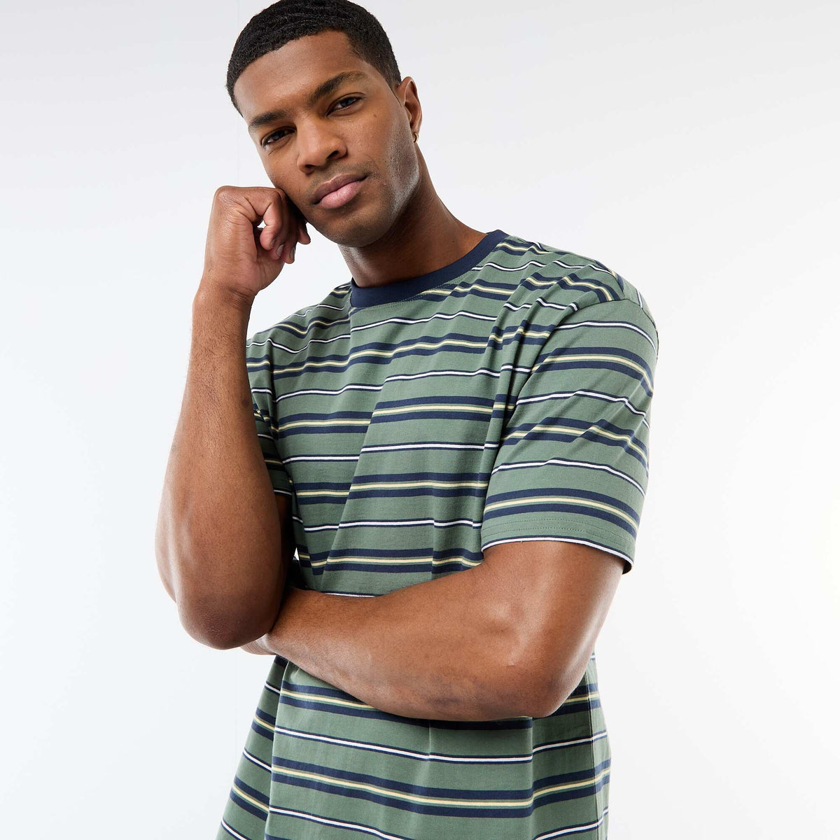 Camiseta básica de rayas VERDE