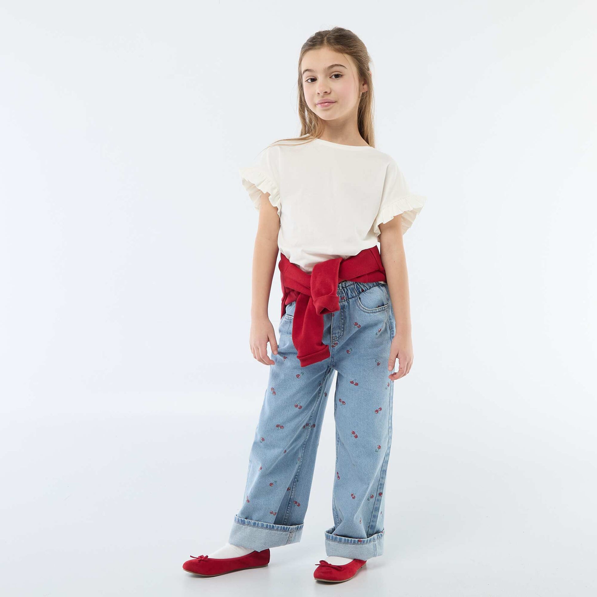Camiseta con mangas con volantes BLANCO