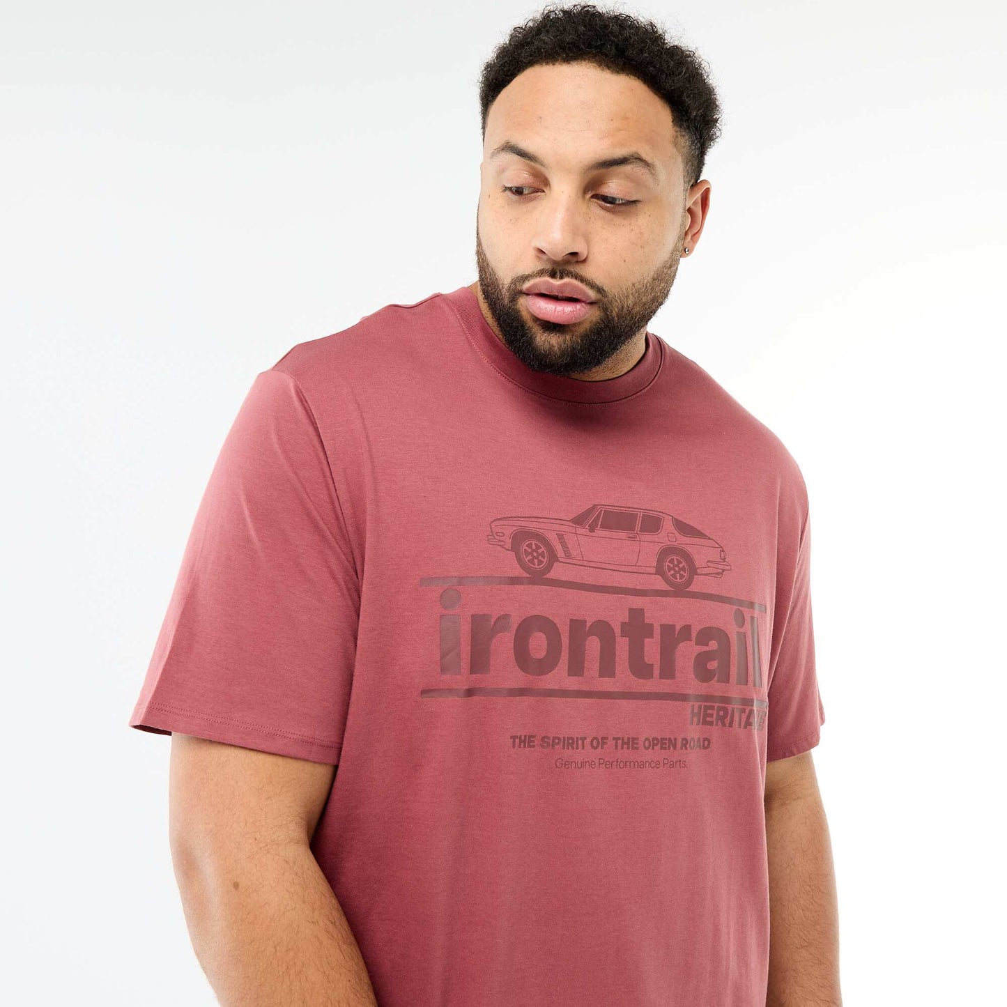 Camiseta estampada de manga corta y cuello redondo ROJO