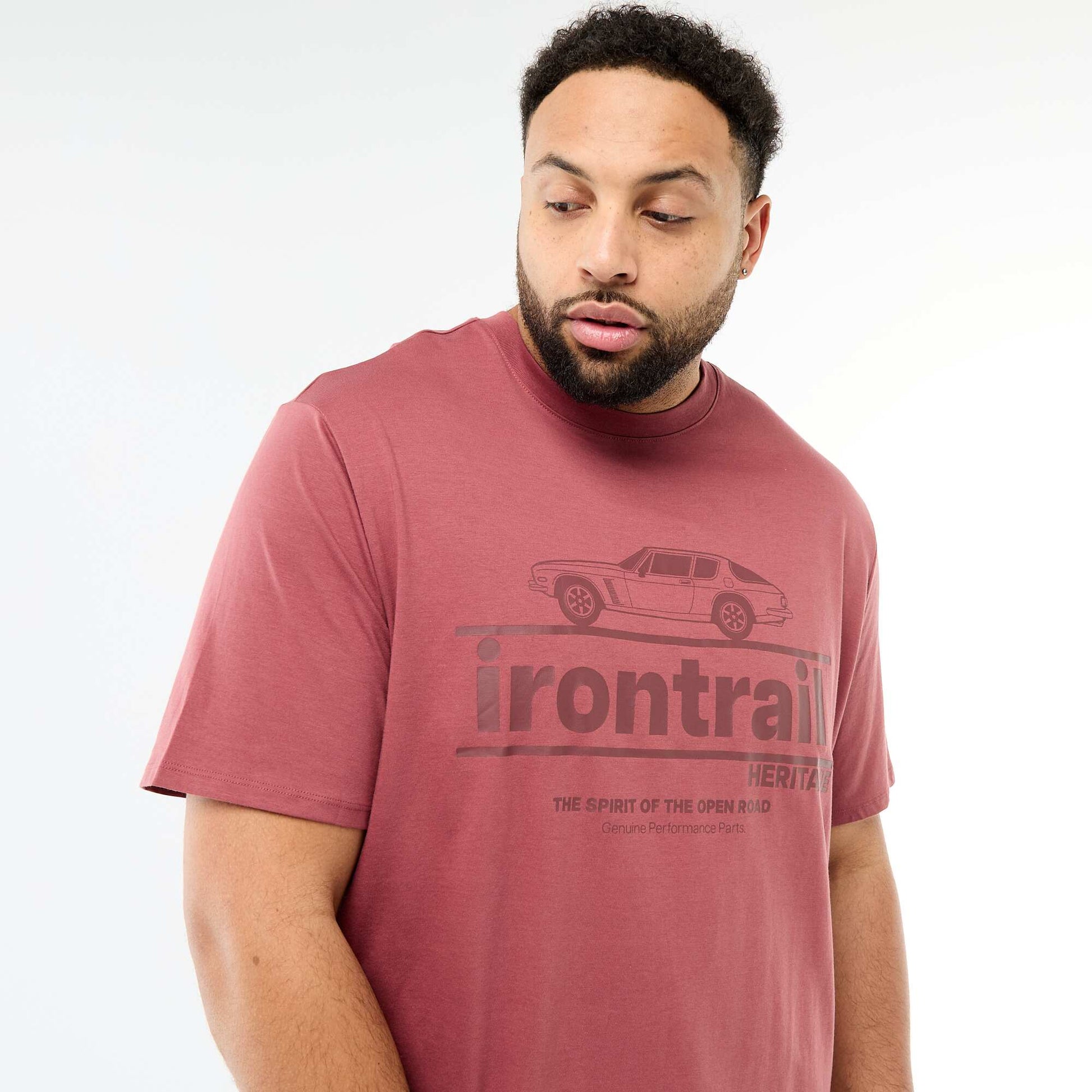 Camiseta estampada de manga corta y cuello redondo ROJO