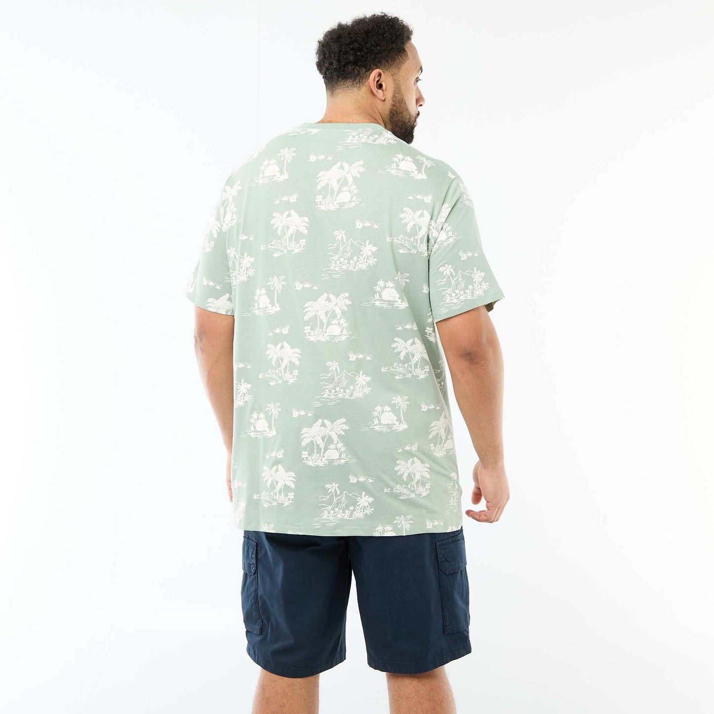 Camiseta estampada de manga corta y cuello redondo VERDE