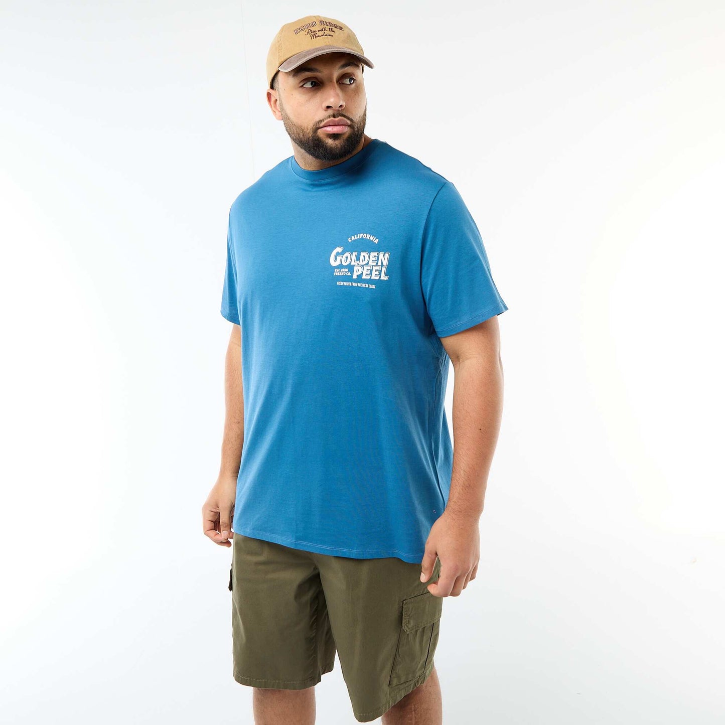Camiseta estampada de manga corta y cuello redondo AZUL