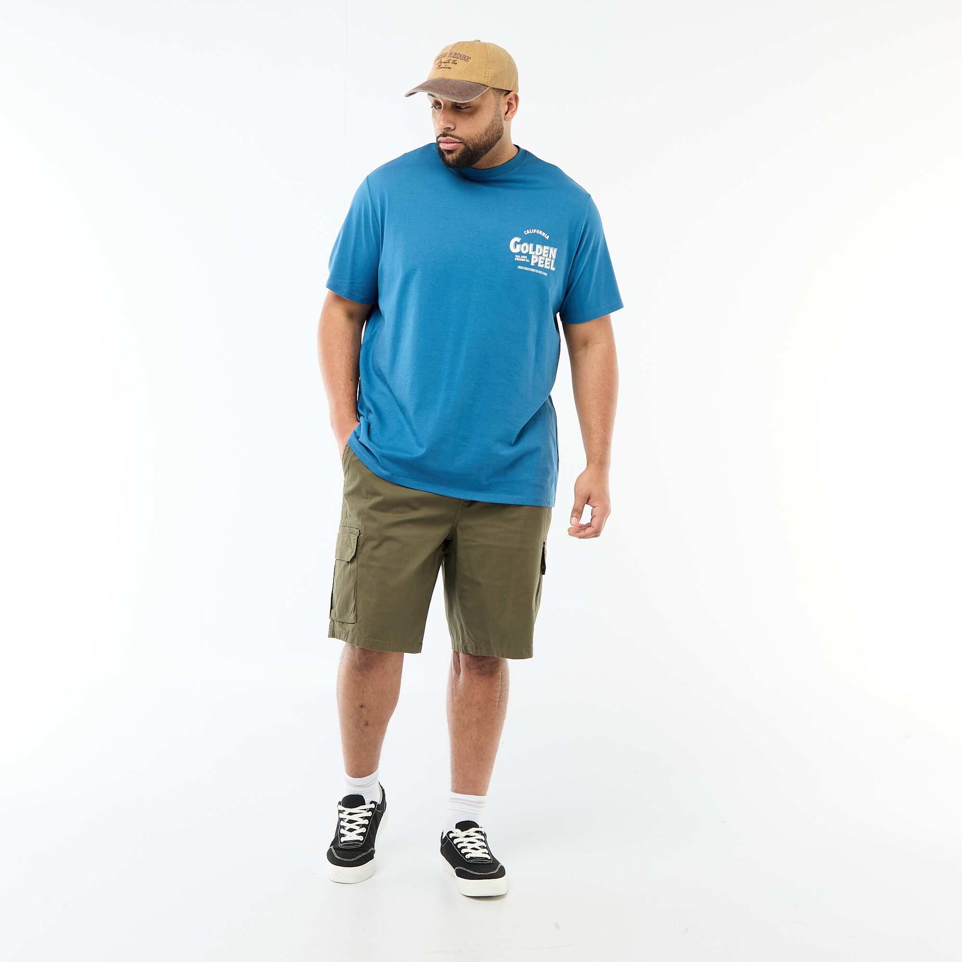 Camiseta estampada de manga corta y cuello redondo AZUL