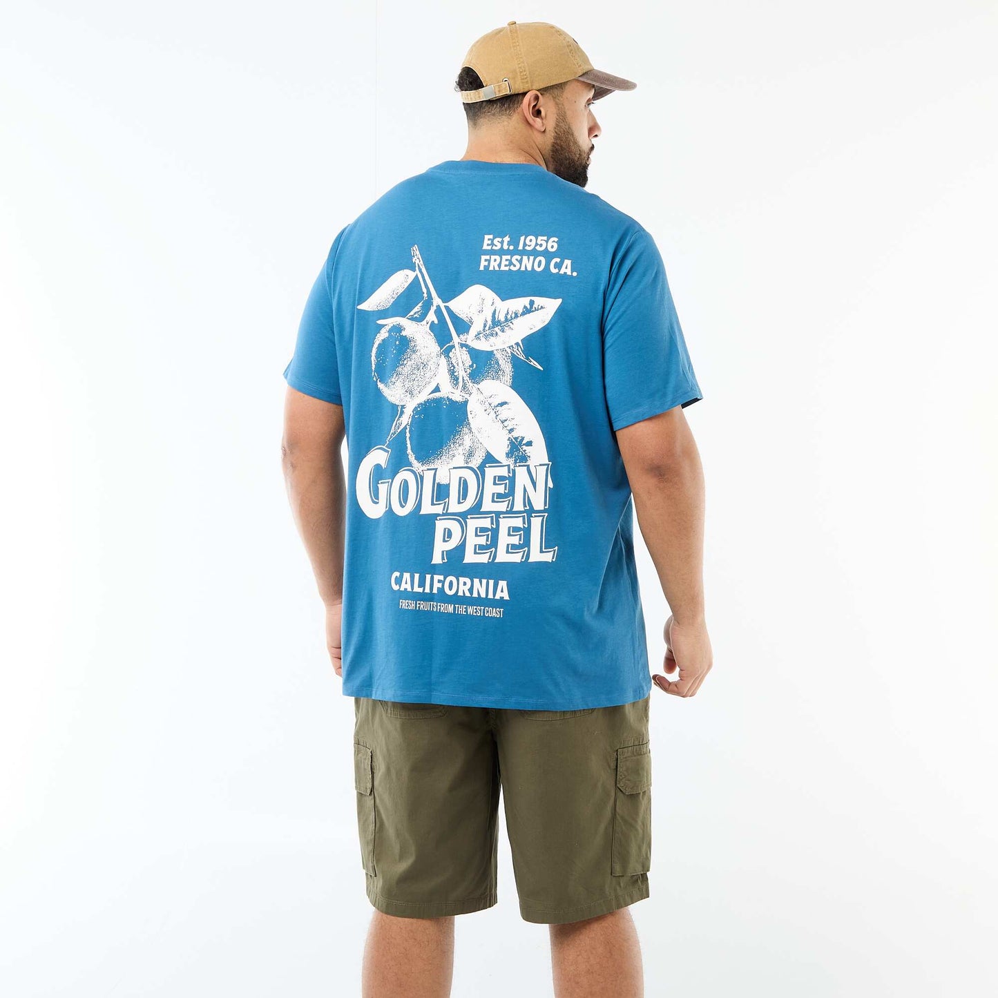 Camiseta estampada de manga corta y cuello redondo AZUL