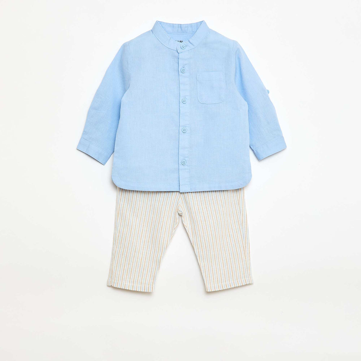 Conjunto camisa + pantalón en mezcla de lino - 2 piezas BEIGE