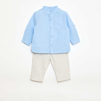Conjunto camisa + pantalón en mezcla de lino - 2 piezas BEIGE