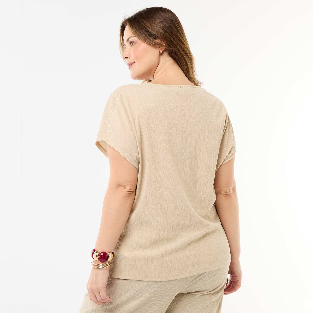 Camiseta de tirantes con botones dorados BEIGE
