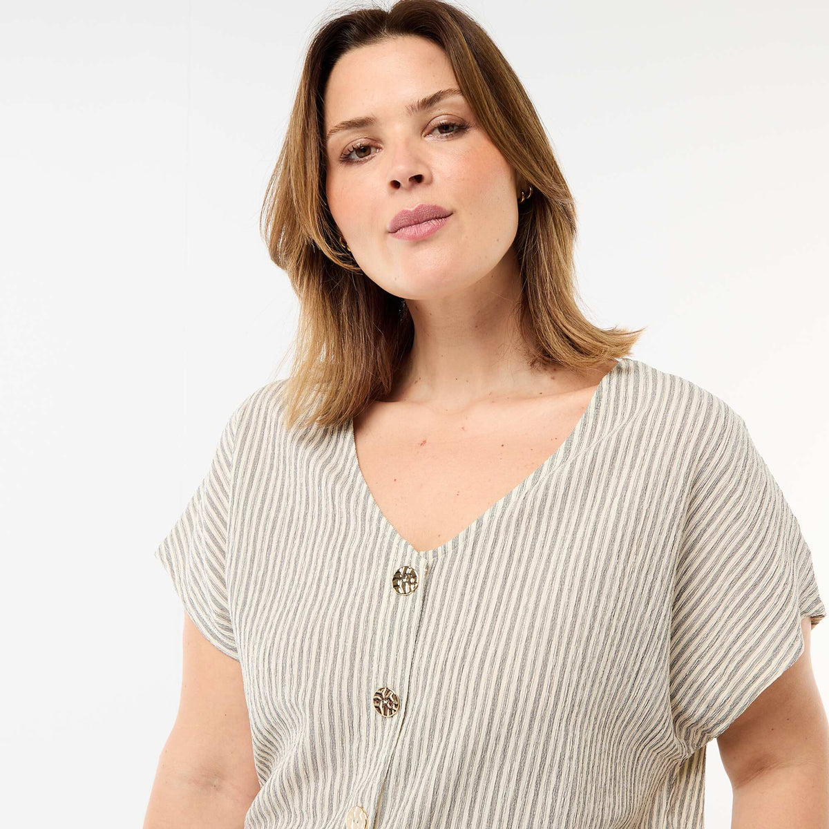 Camiseta de tirantes con botones dorados BLANCO