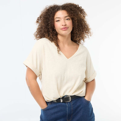 Camiseta de tejido crepé BEIGE