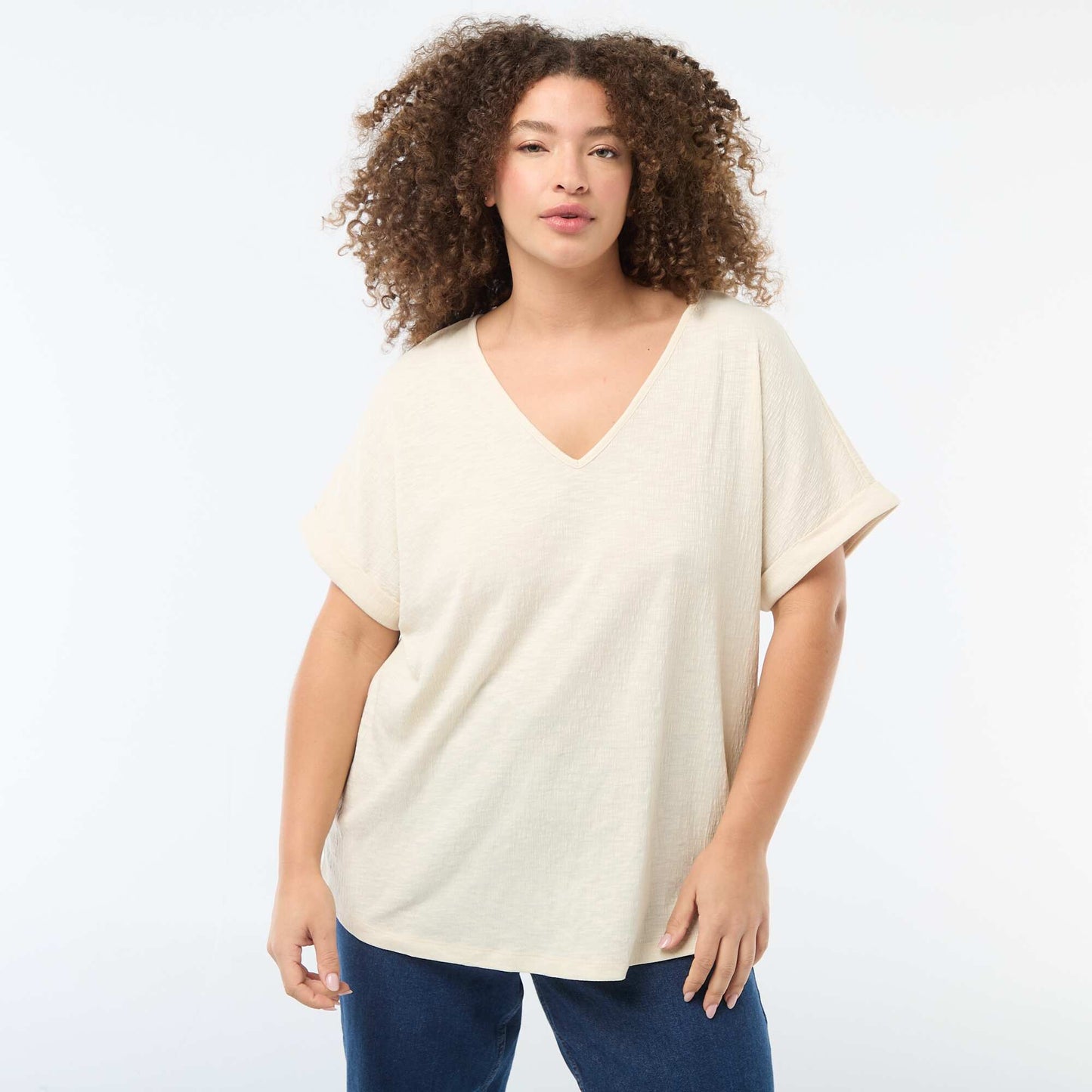 Camiseta de tejido crepé BEIGE