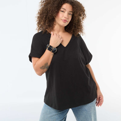 Camiseta de tejido crepé NEGRO