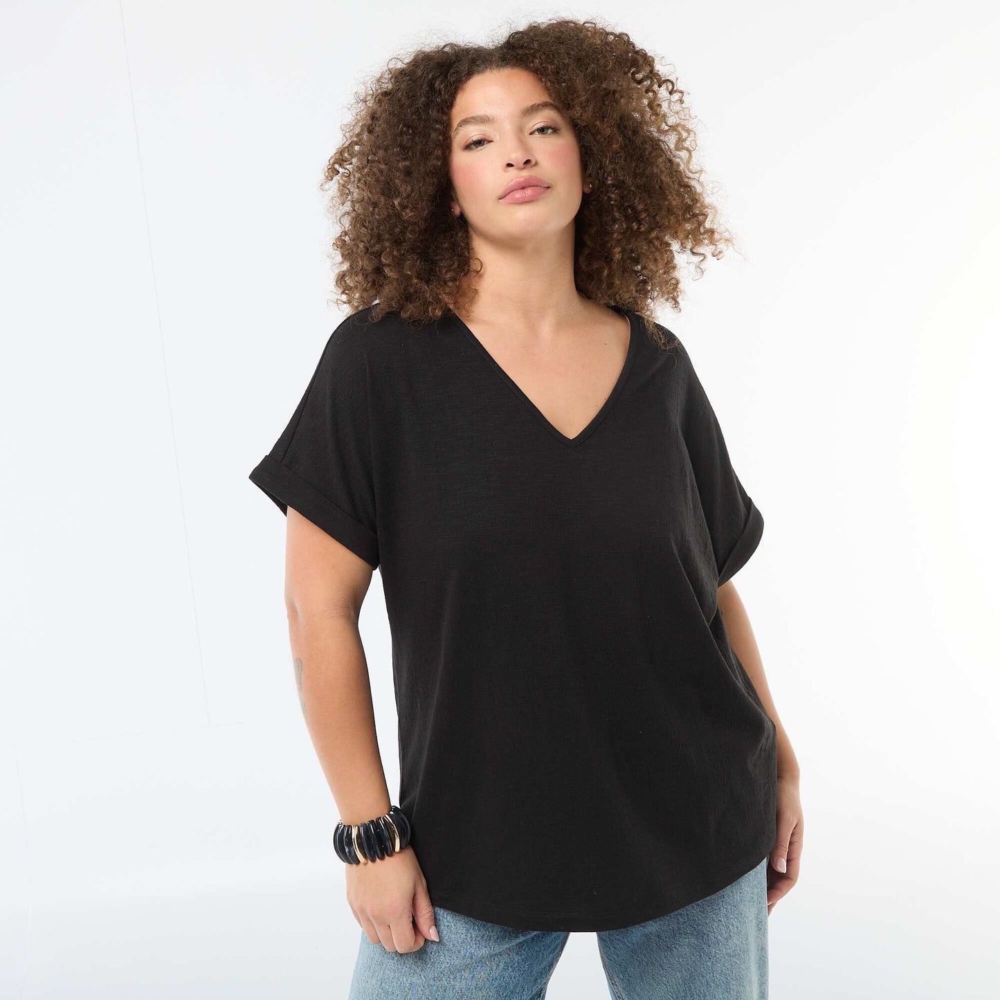 Camiseta de tejido crepé NEGRO