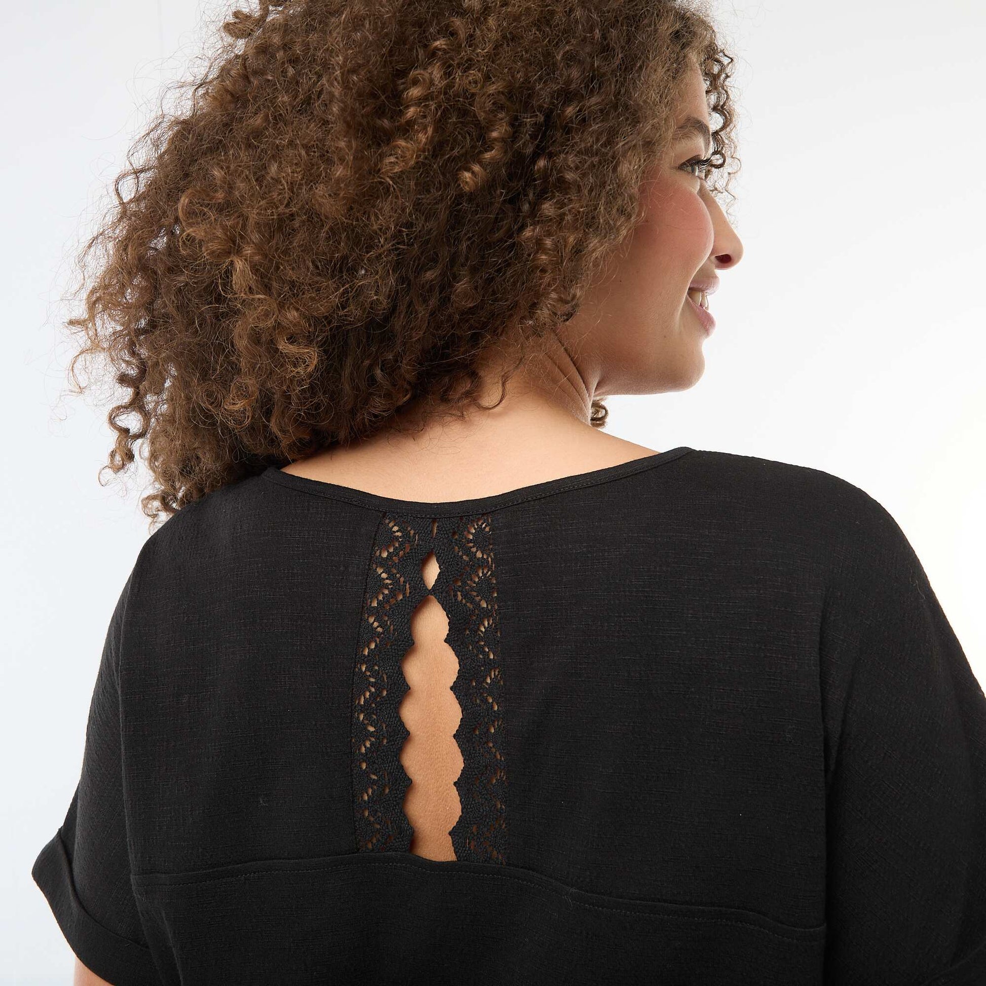 Camiseta de tejido crepé NEGRO