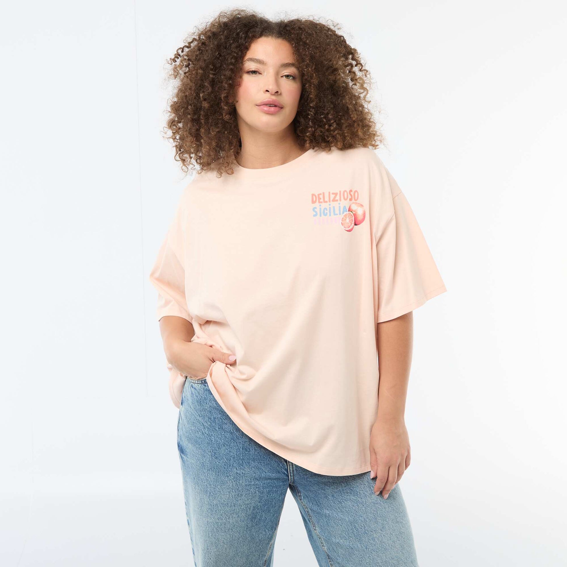 Camiseta corte oversize de manga corta BLANCO