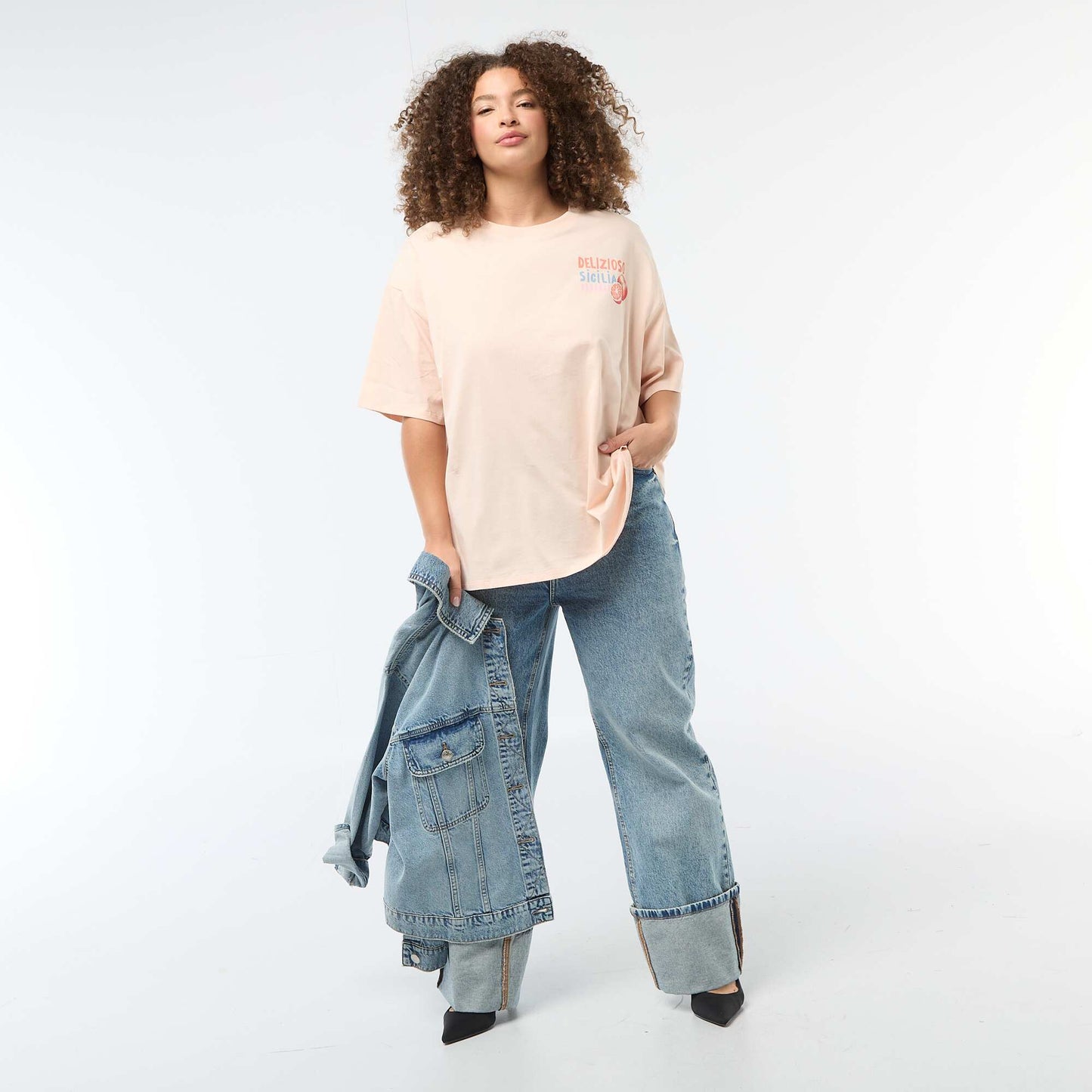 Camiseta corte oversize de manga corta BLANCO