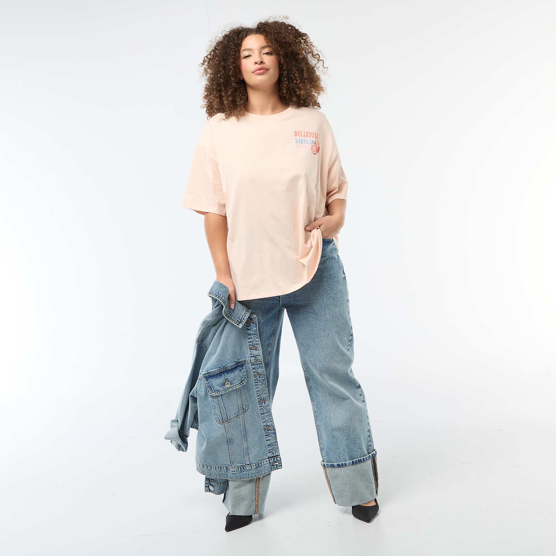 Camiseta corte oversize de manga corta BLANCO