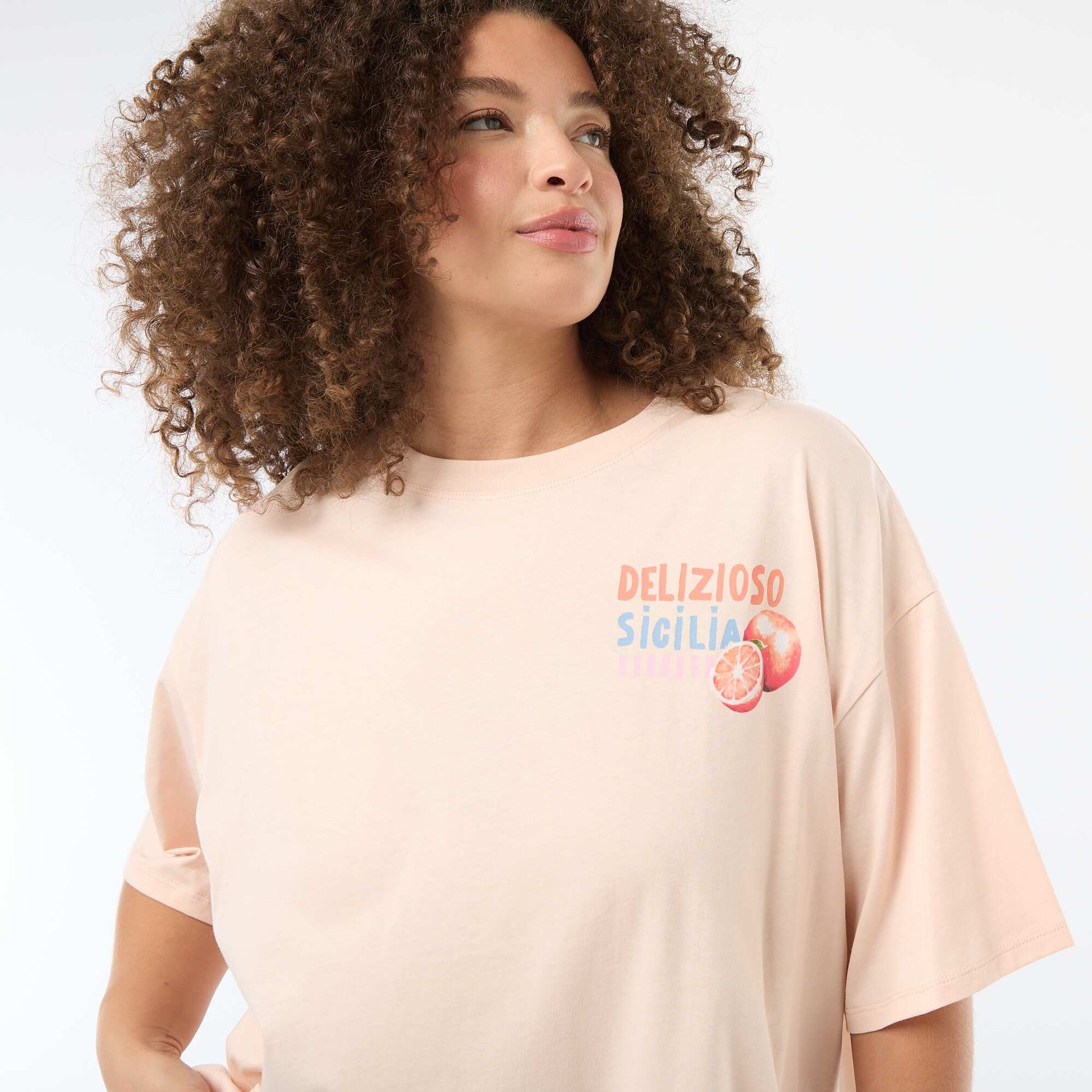 Camiseta corte oversize de manga corta BLANCO