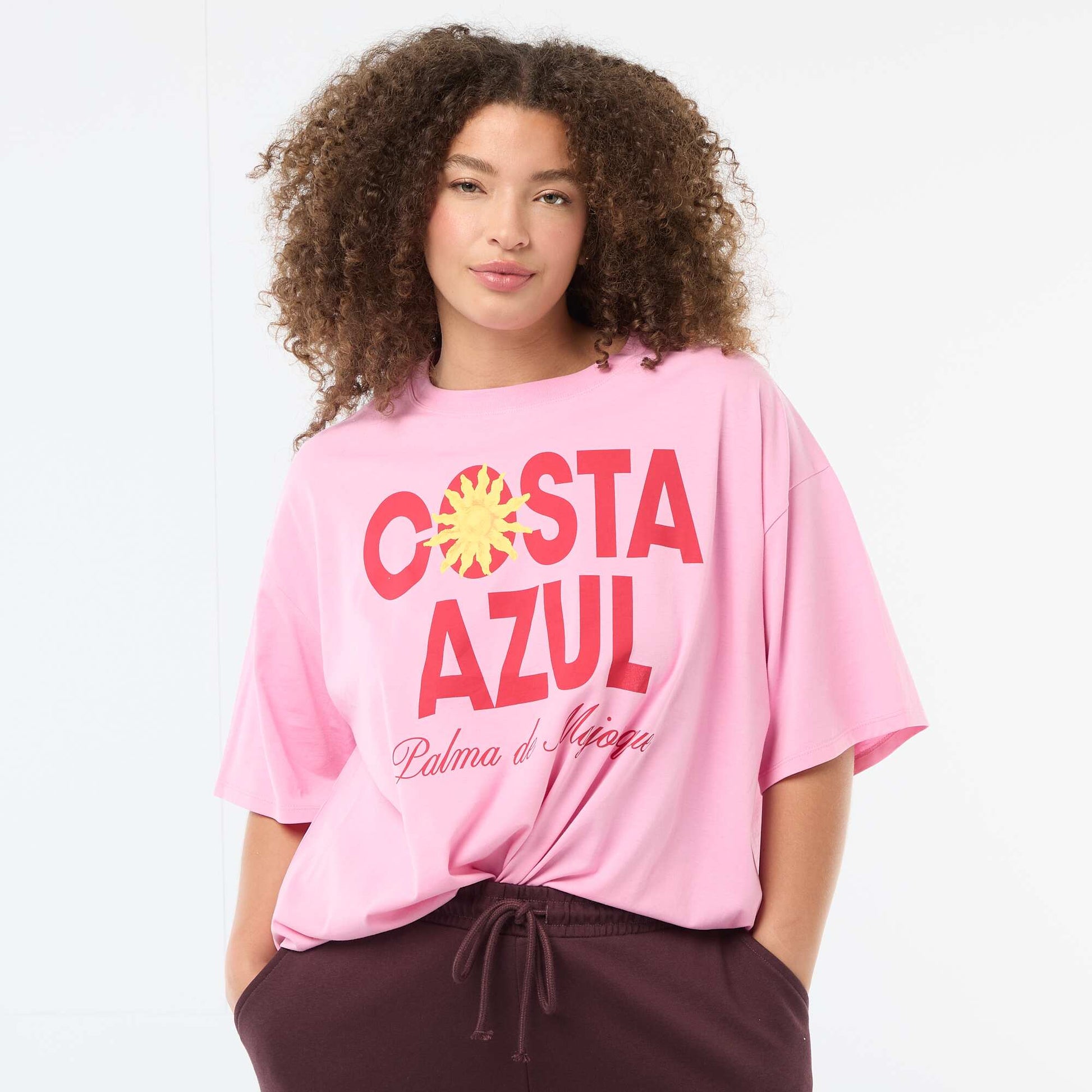 Camiseta corte oversize de manga corta ROSA