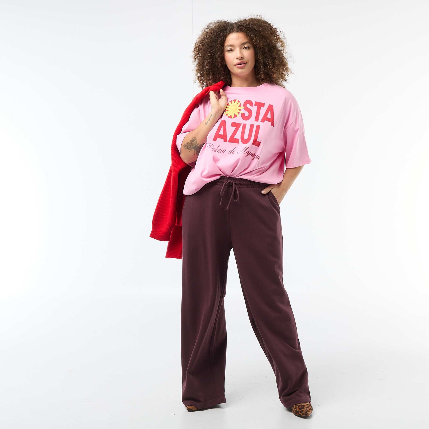 Camiseta corte oversize de manga corta ROSA