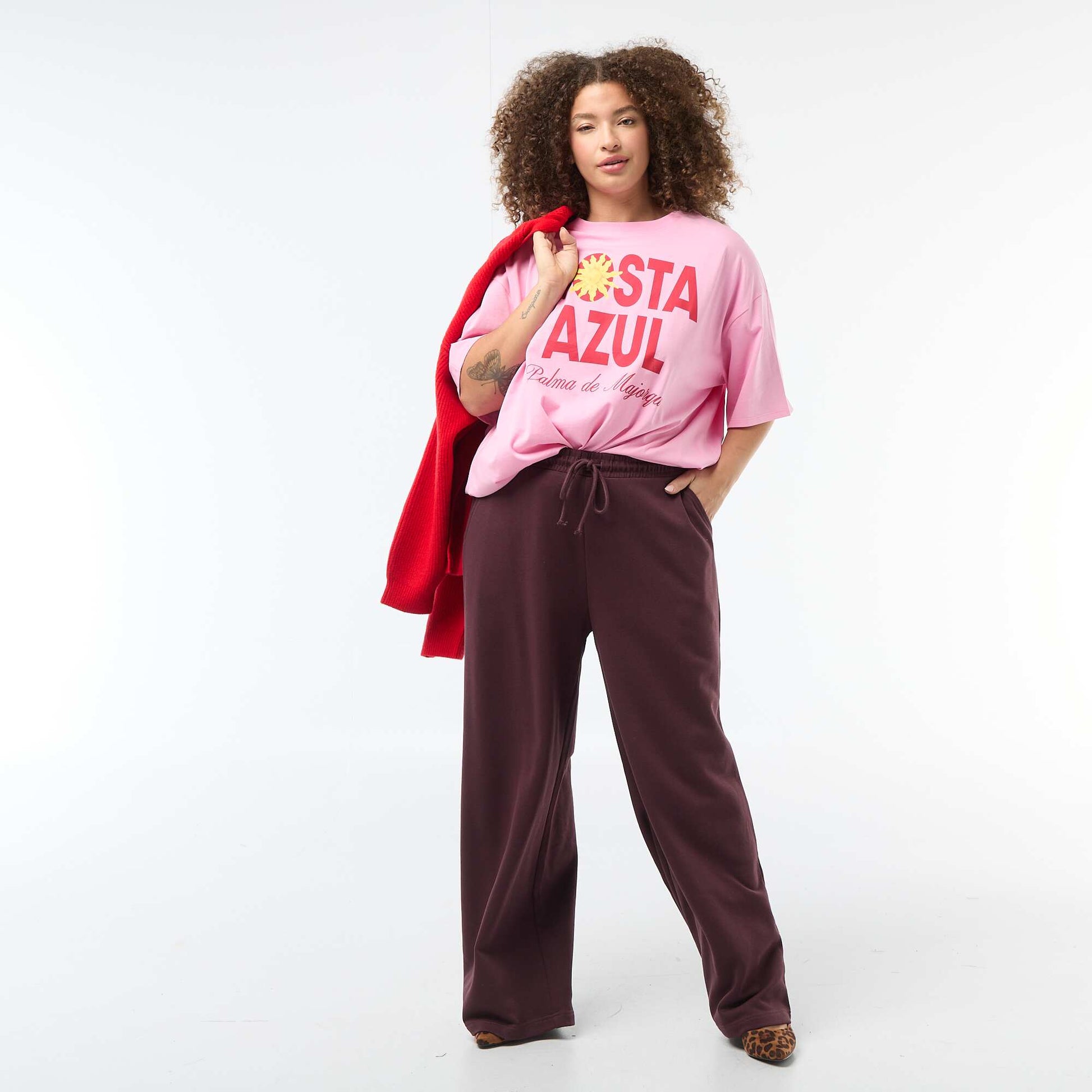 Camiseta corte oversize de manga corta ROSA