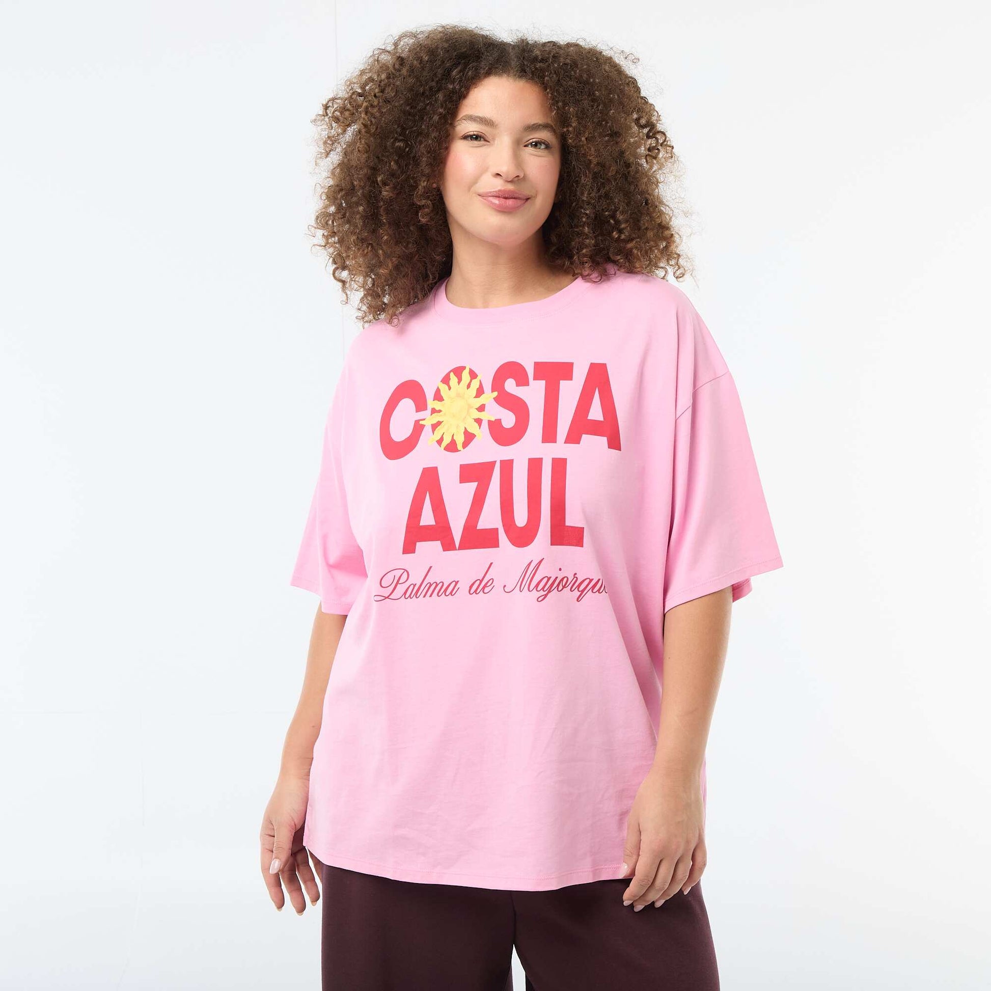 Camiseta corte oversize de manga corta ROSA