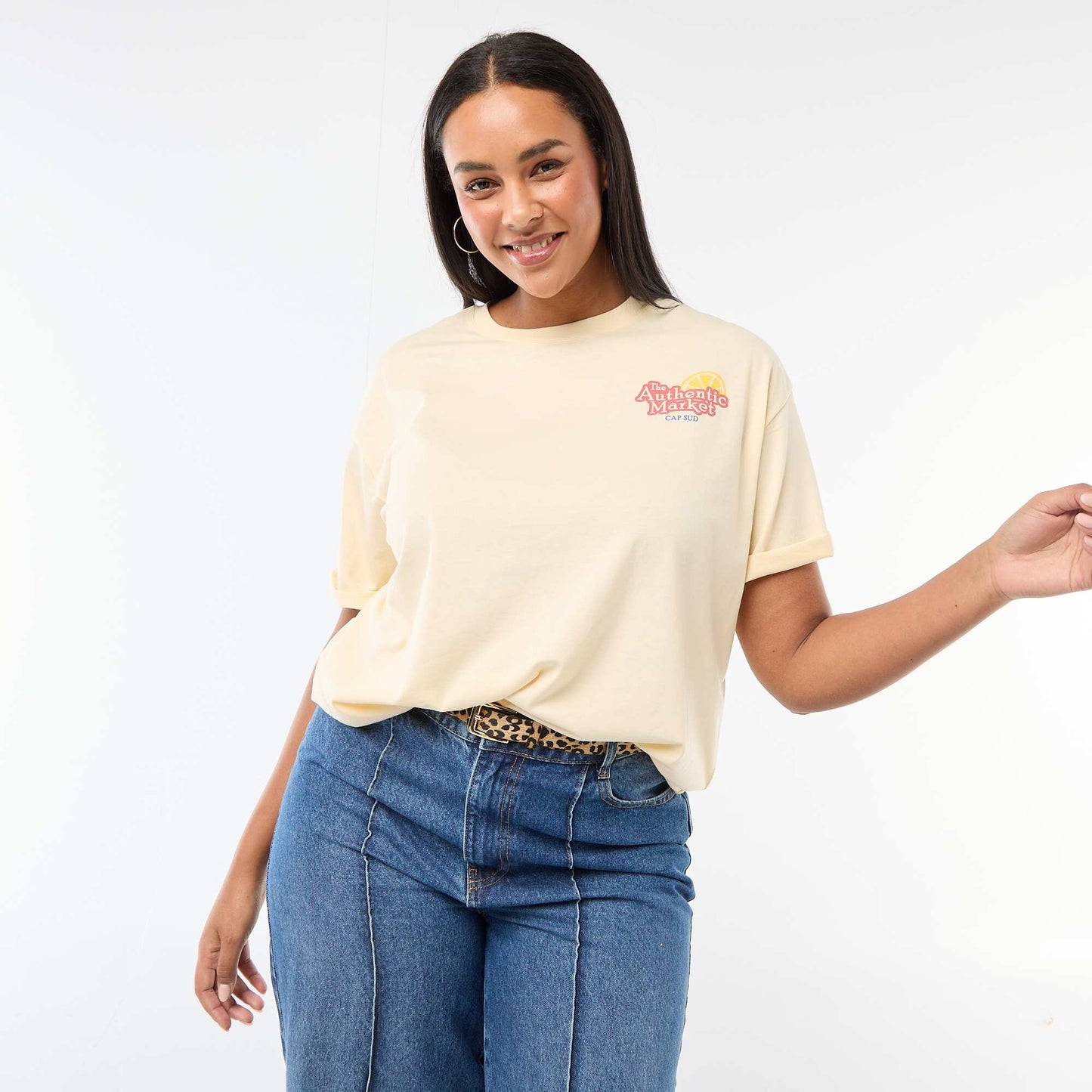 Camiseta corte oversize de manga corta AMARILLO