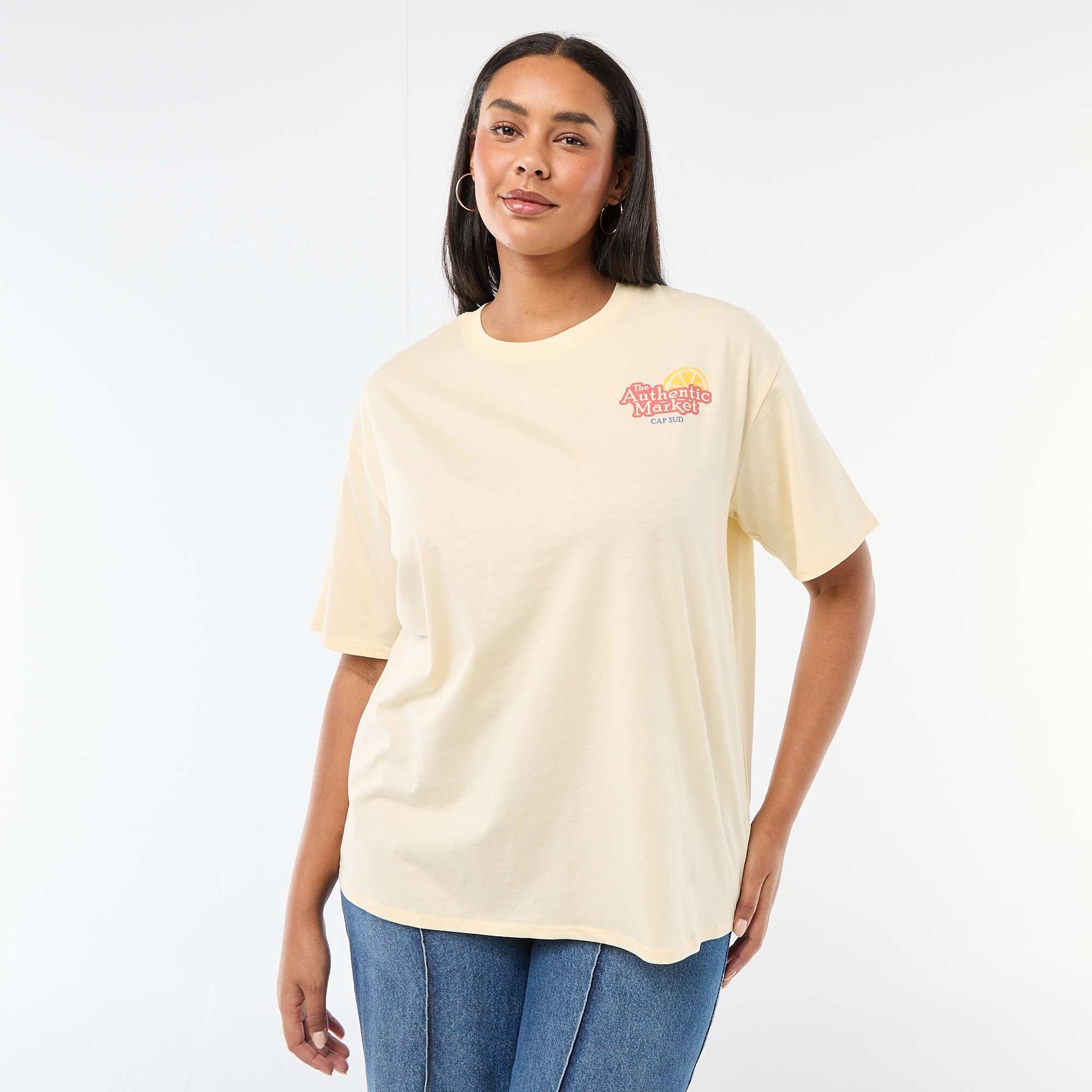 Camiseta corte oversize de manga corta AMARILLO