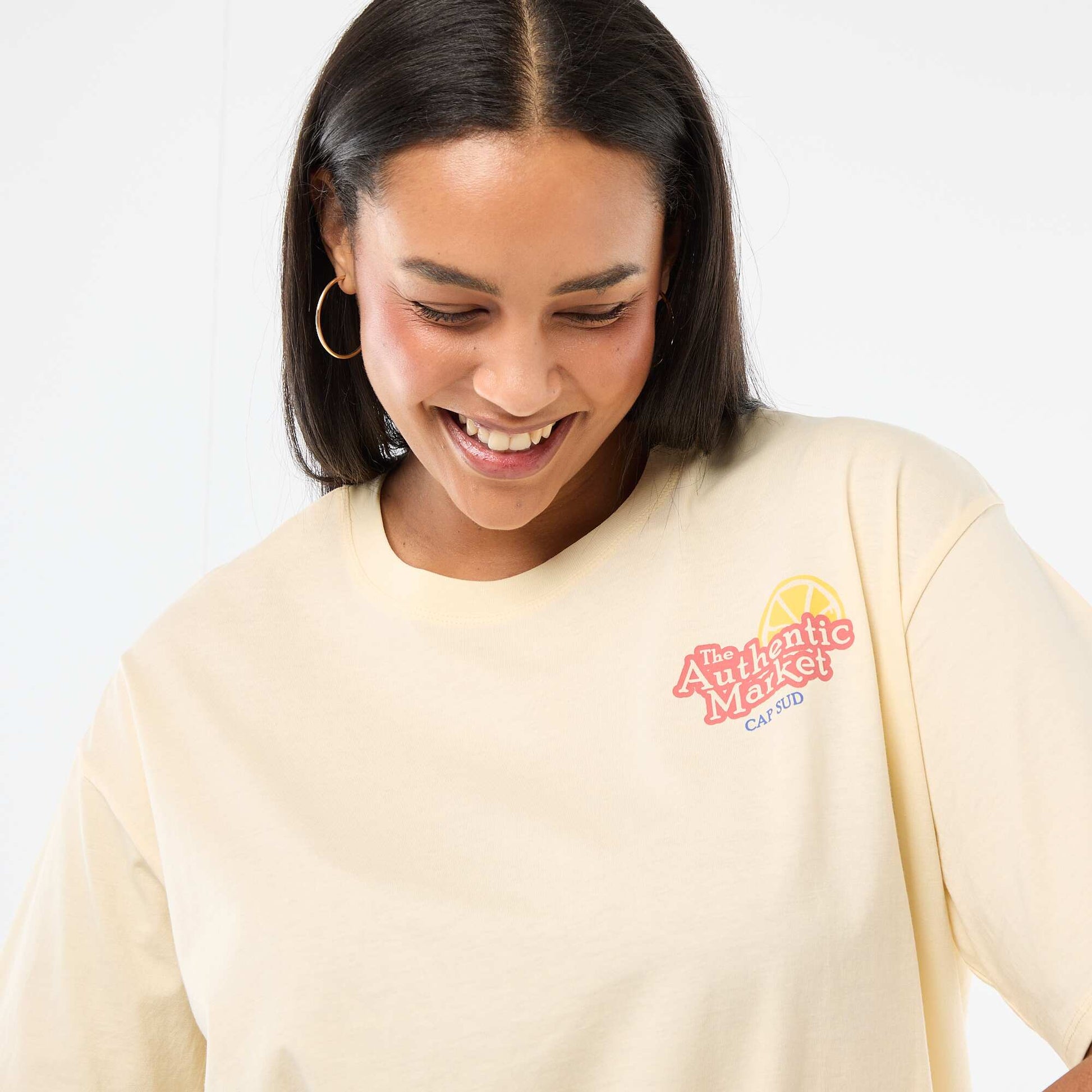 Camiseta corte oversize de manga corta AMARILLO