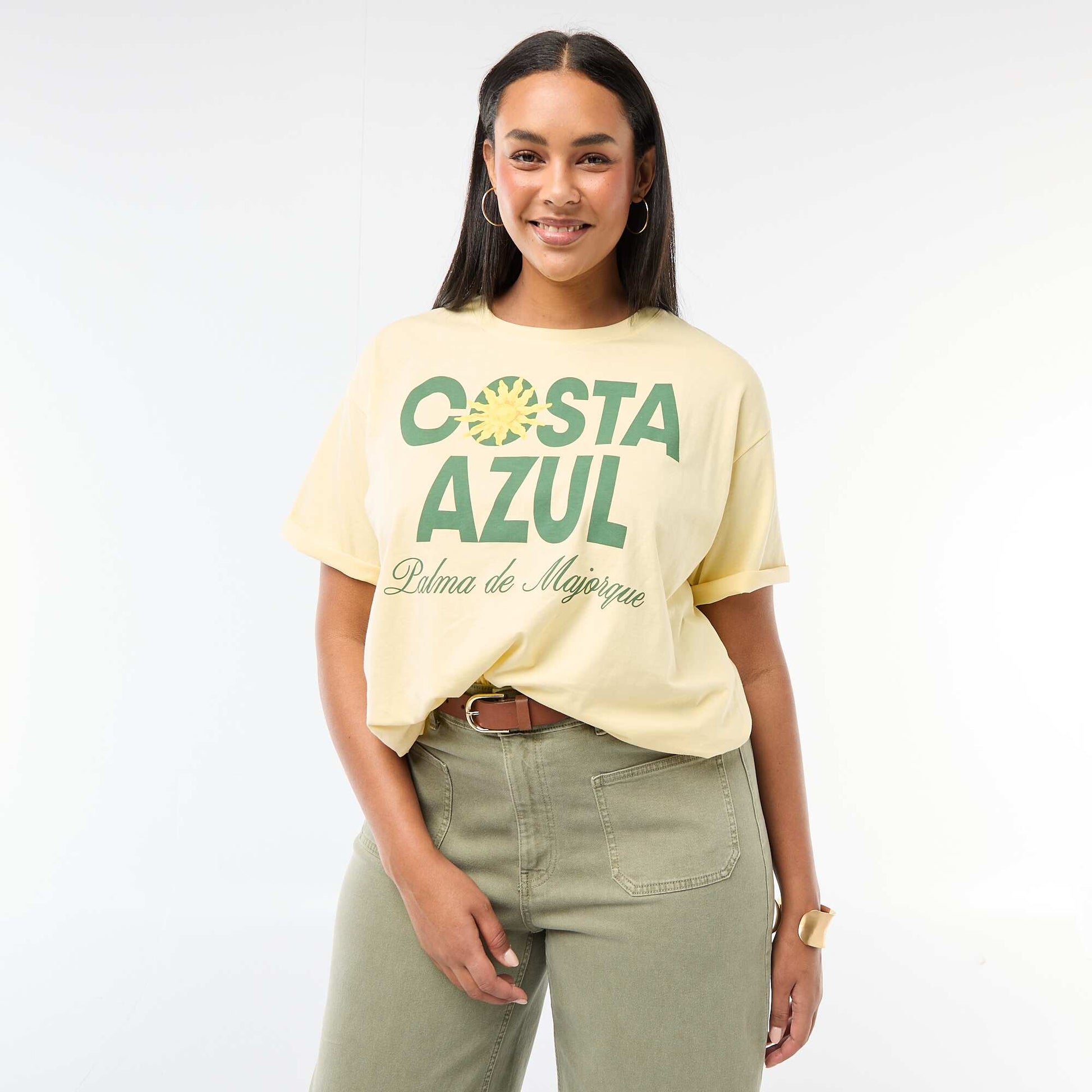 Camiseta corte oversize de manga corta AMARILLO