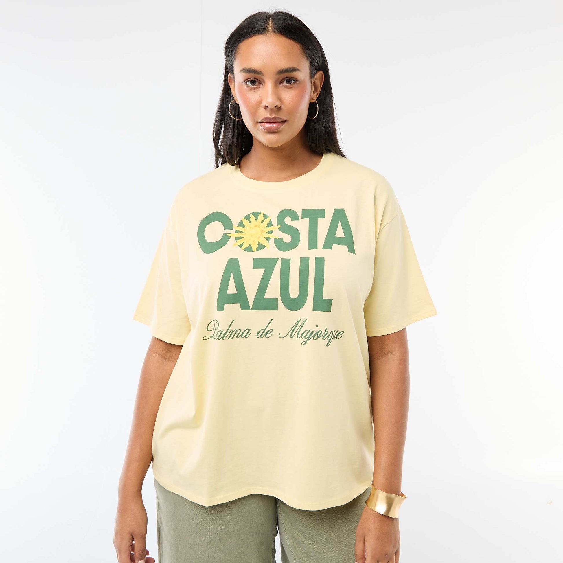 Camiseta corte oversize de manga corta AMARILLO