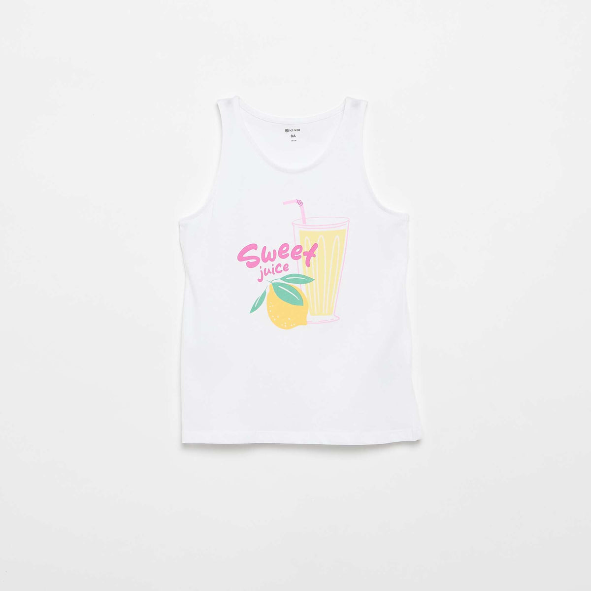 Camiseta de tirantes estampada con cuello redondo BLANCO