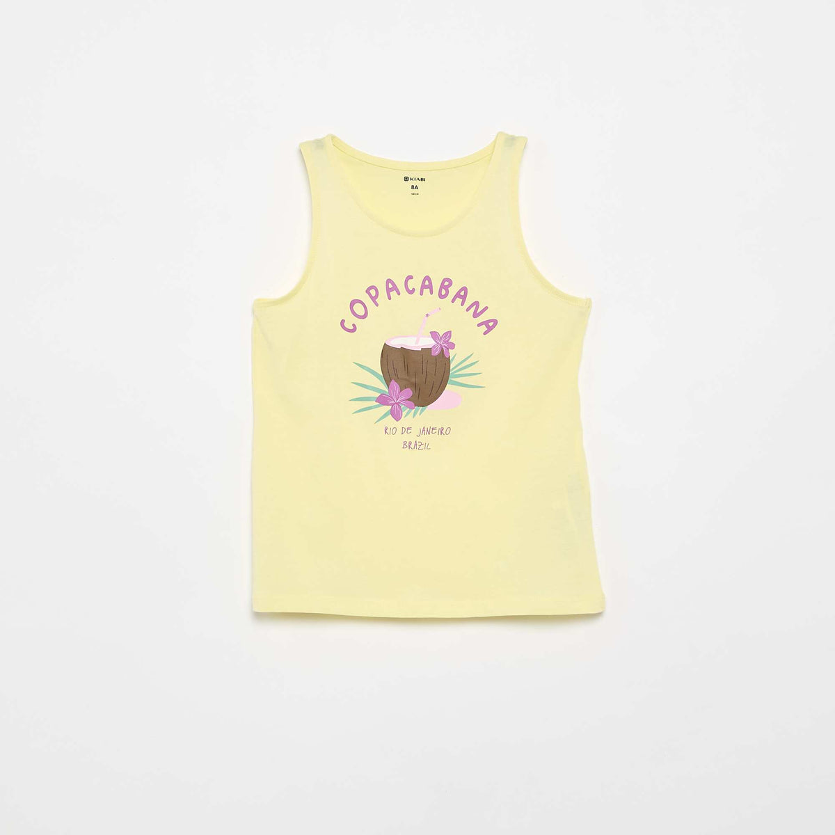 Camiseta de tirantes estampada con cuello redondo AMARILLO