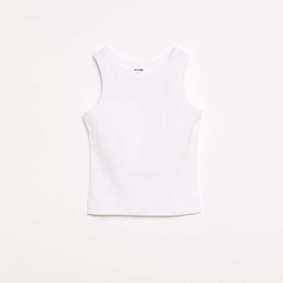 Camiseta de tirantes de canalé con cuello redondo BLANCO