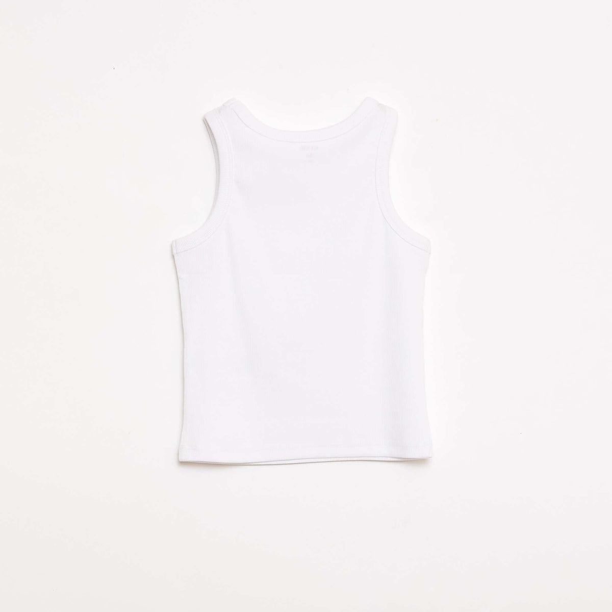 Camiseta de tirantes de canalé con cuello redondo BLANCO