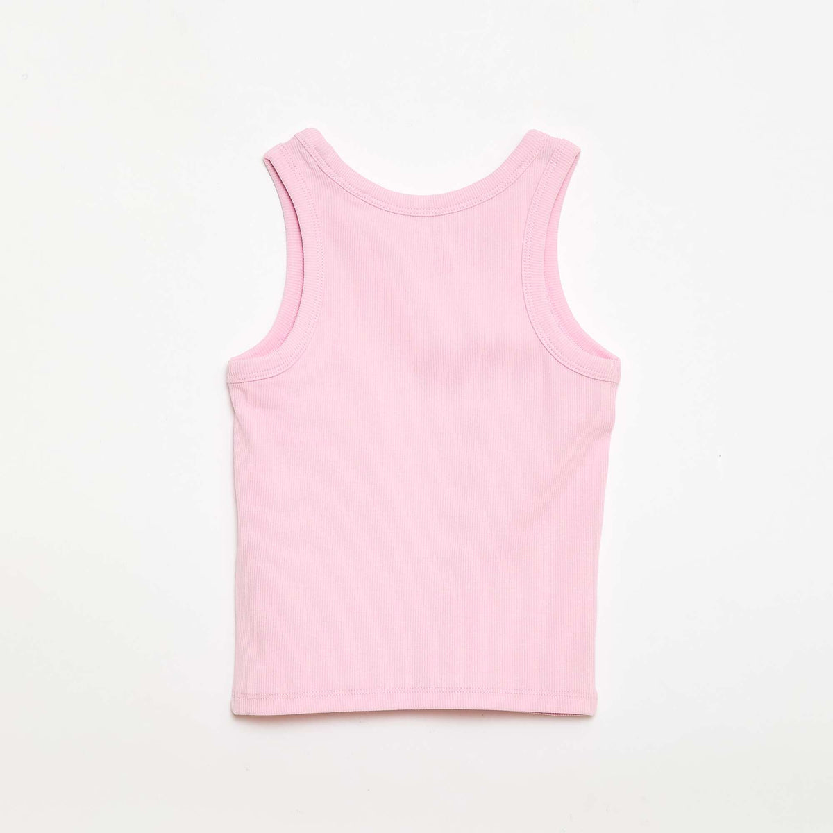 Camiseta de tirantes de canalé con cuello redondo ROSA