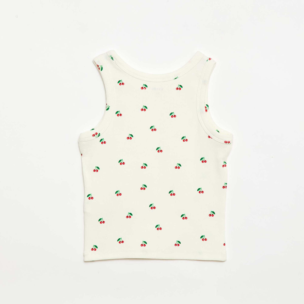 Camiseta de tirantes de canalé de algodón con estampado completo BEIGE
