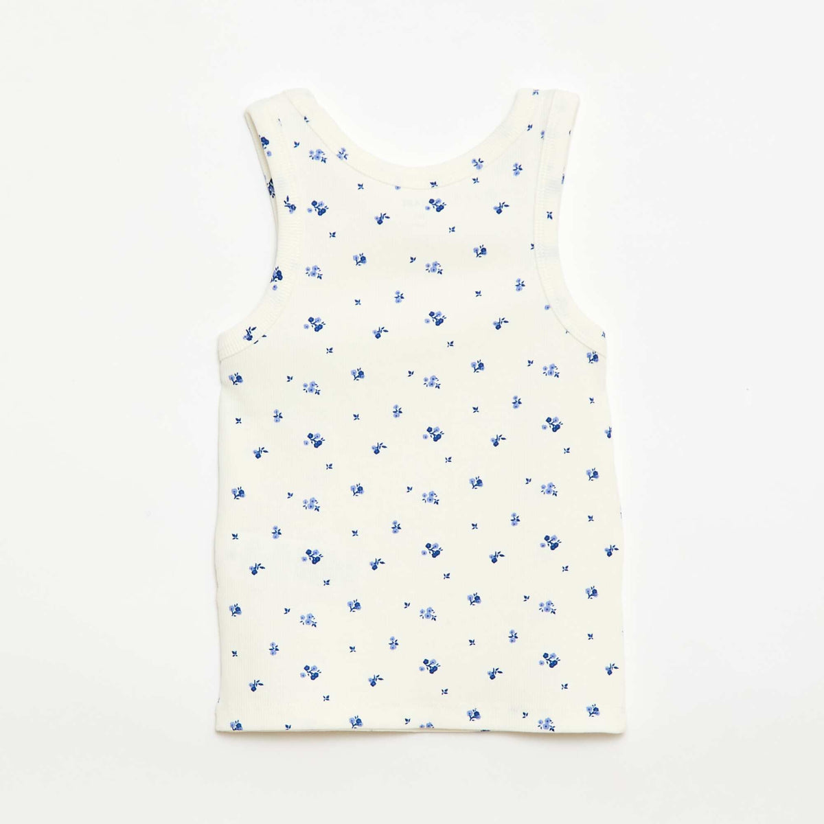 Camiseta de tirantes de canalé de algodón con estampado completo BEIGE