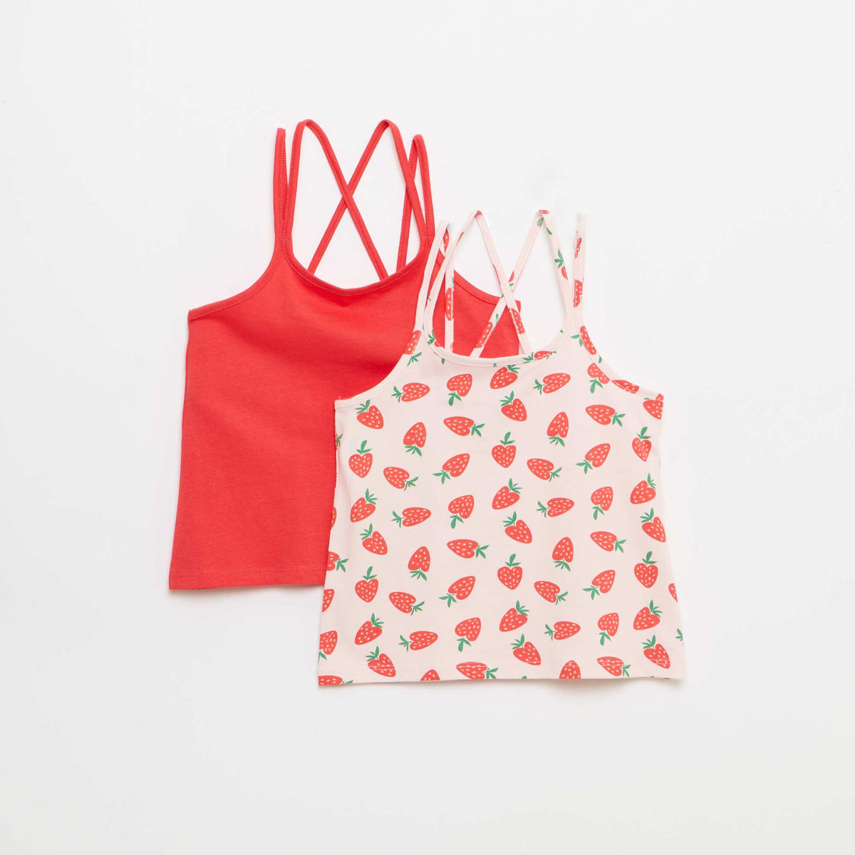 Pack de 2 camisetas de tirantes  una estampada ROSA
