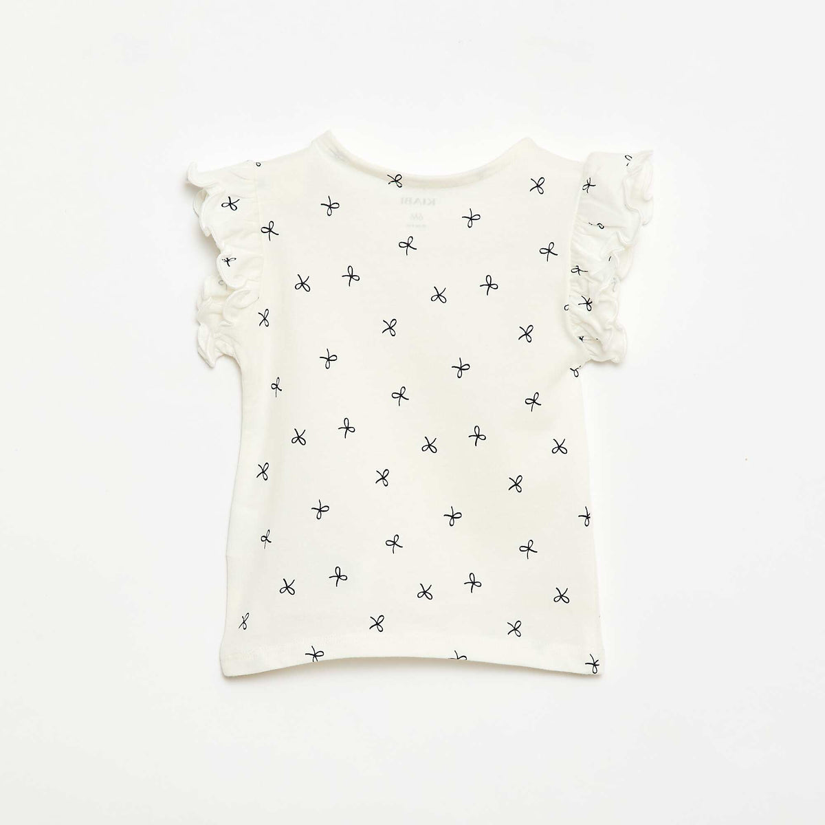 Camiseta de punto de manga corta con volantes BLANCO