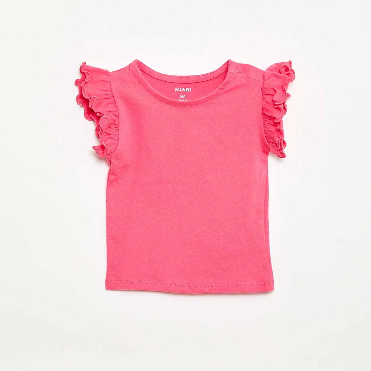 Camiseta de punto de manga corta con volantes ROSA