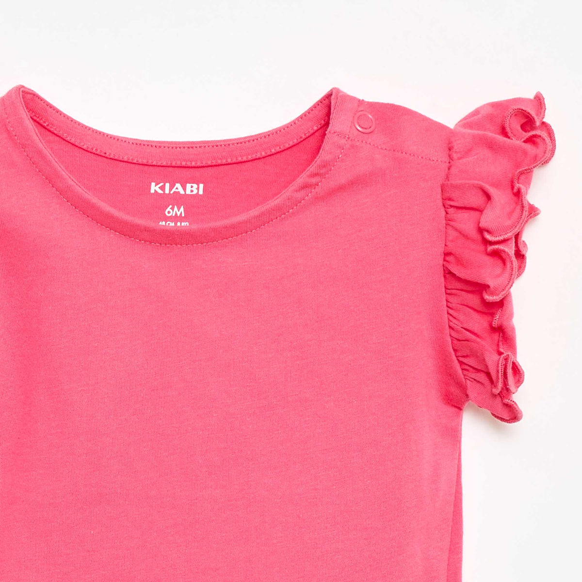 Camiseta de punto de manga corta con volantes ROSA