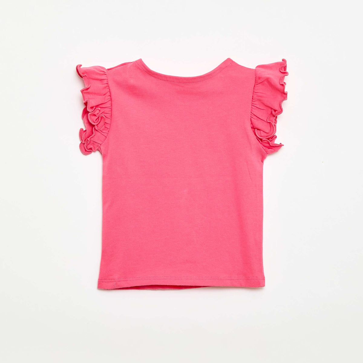 Camiseta de punto de manga corta con volantes ROSA