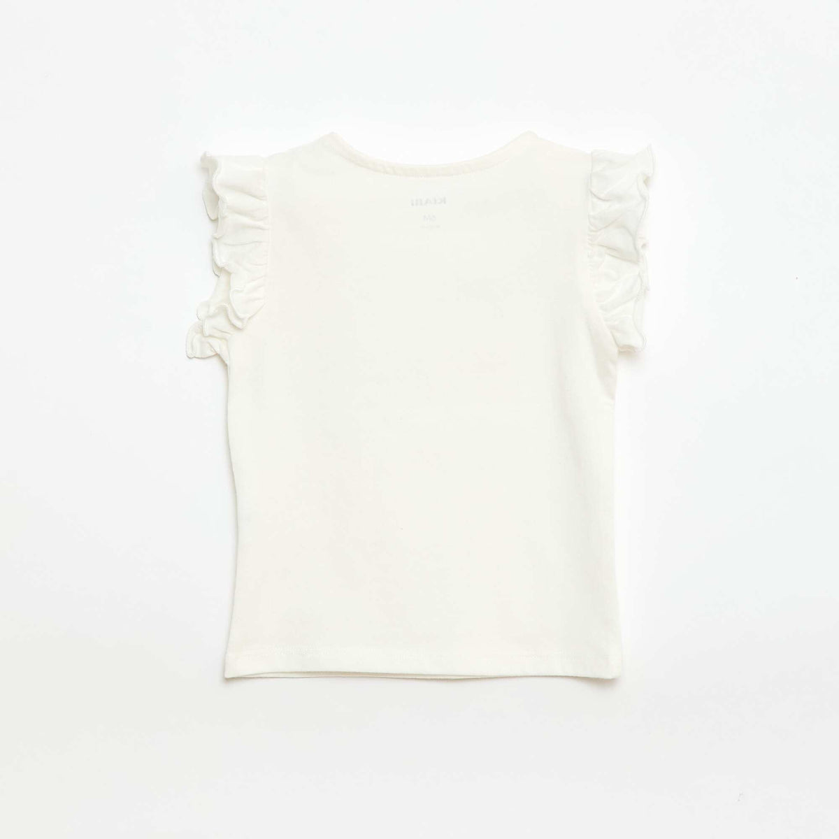Camiseta de punto de manga corta con volantes BLANCO