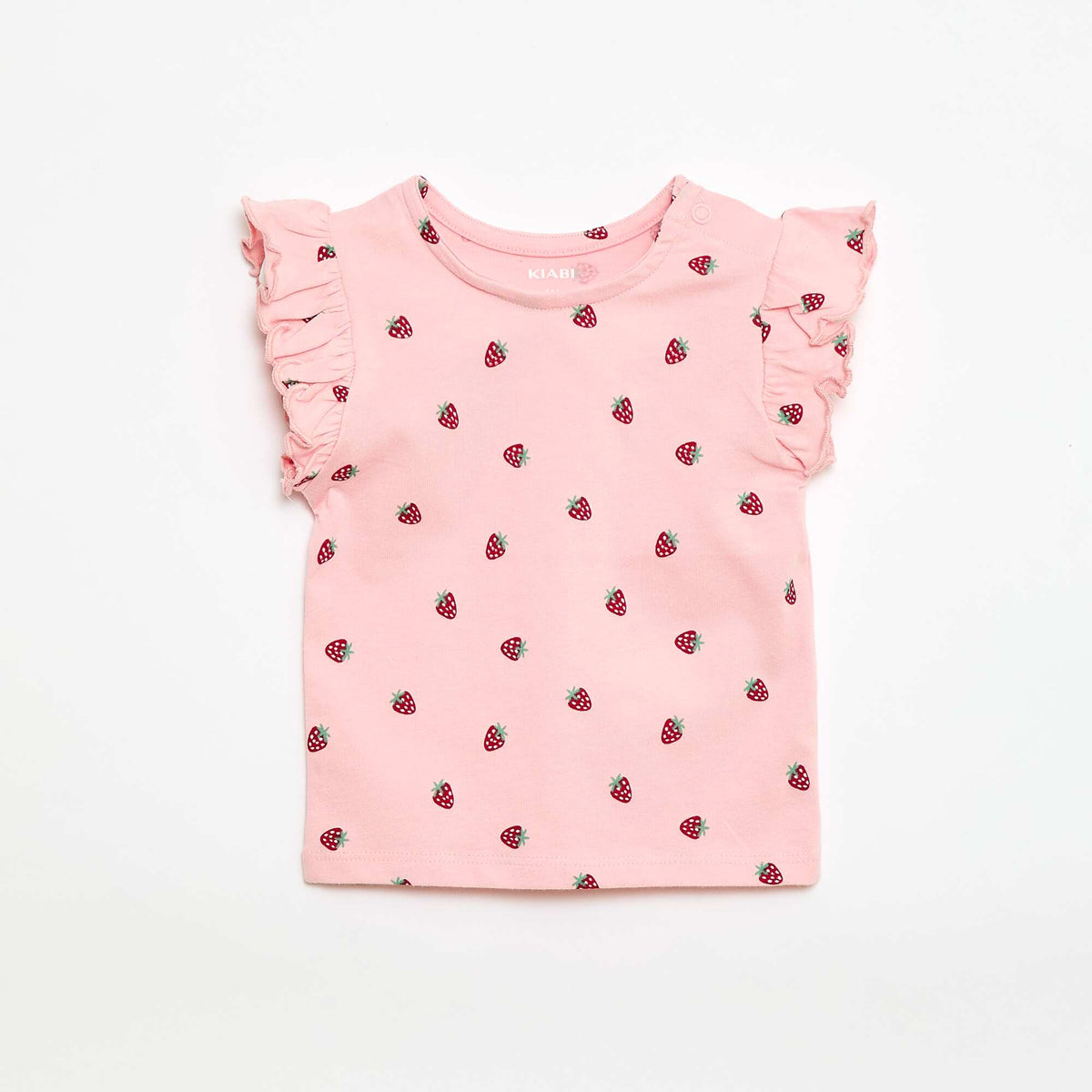 Camiseta de punto de manga corta con volantes ROSA
