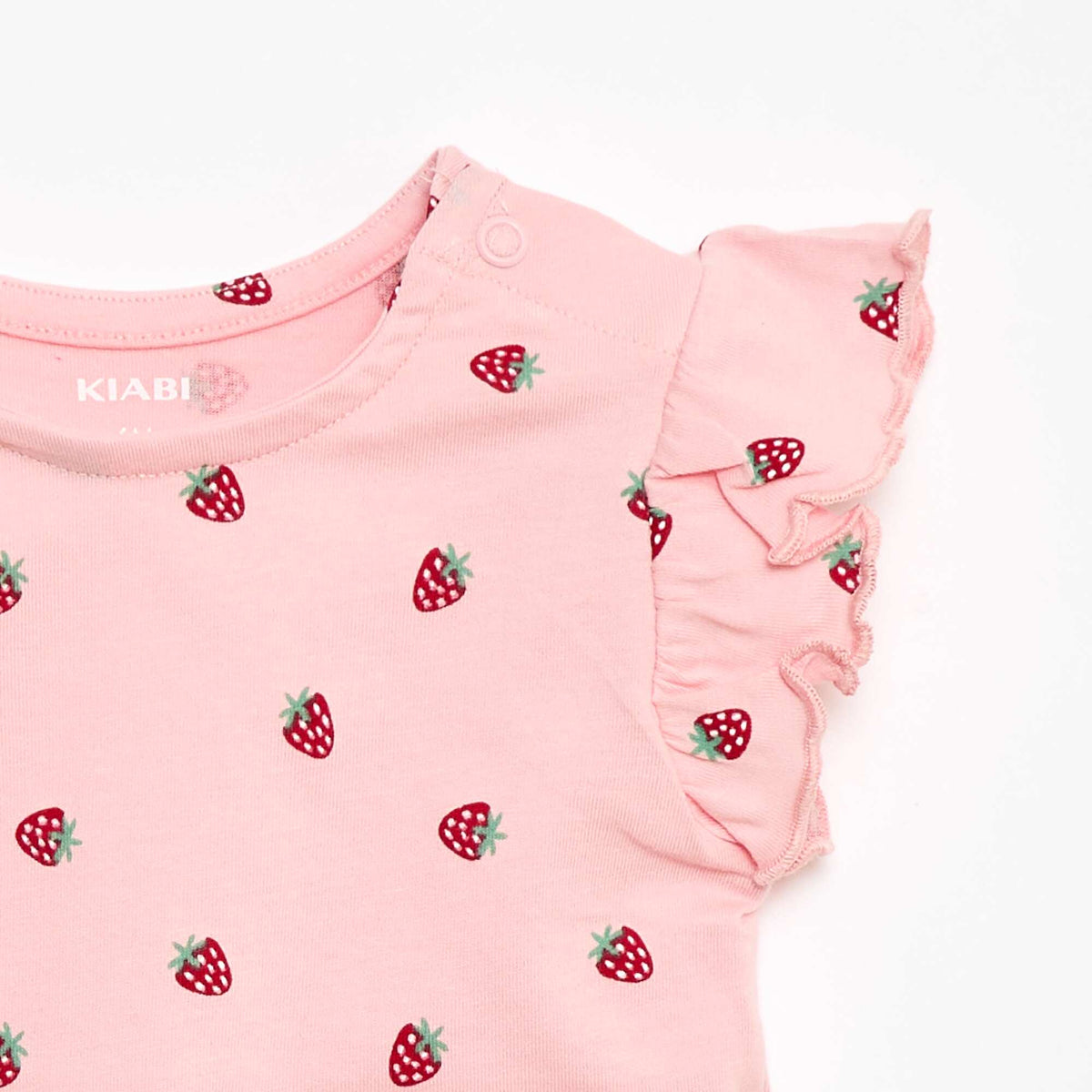 Camiseta de punto de manga corta con volantes ROSA