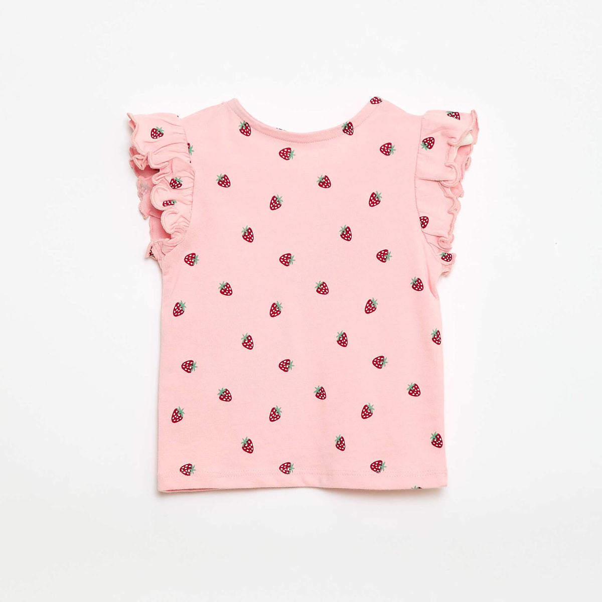 Camiseta de punto de manga corta con volantes ROSA