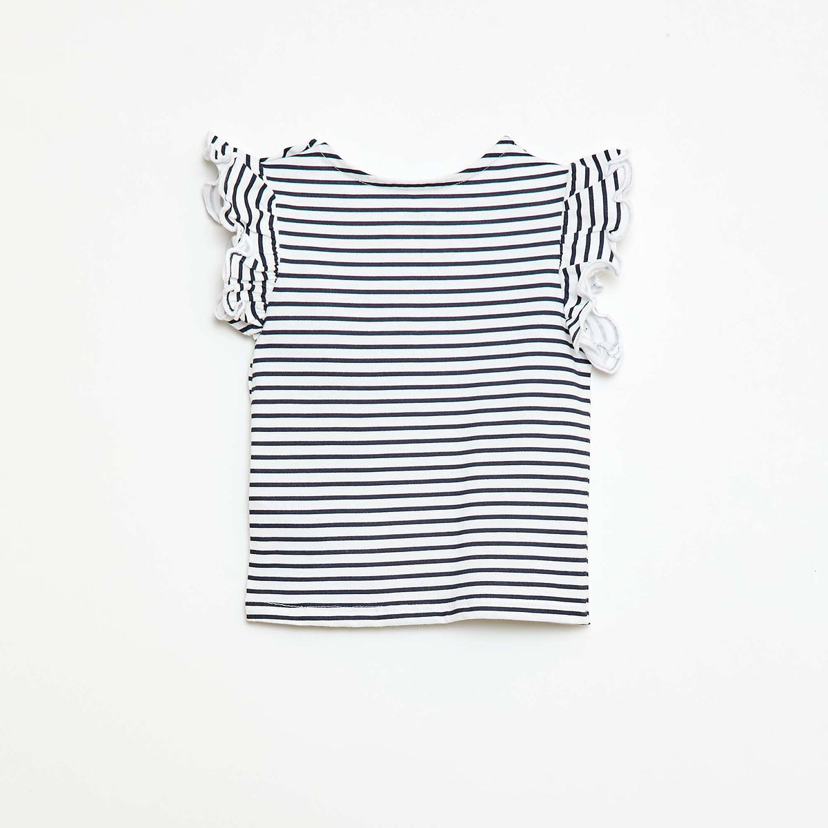 Camiseta de punto de manga corta con volantes BLANCO