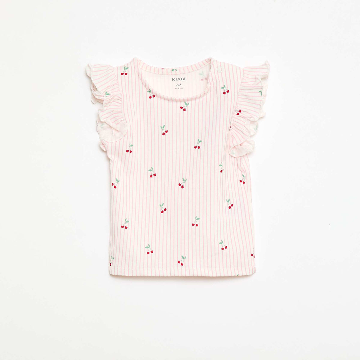 Camiseta de punto de manga corta con volantes ROSA